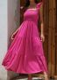 Лятна дълга рокля в цвят циклама, снимка 1 - Рокли - 45287487