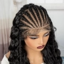 Екзотична черна синтетична перука с пълзящи плитки и къдрава дължина 70 см - Lace Front 13x6, снимка 9