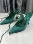 Дамски високи обувки с връзки в зелен цвят, 39 номер, снимка 1