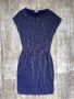 Нова елегантна ежедневна тъмно синя еластична рокля рипс плисе метална нишка, снимка 1 - Рокли - 45388090