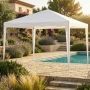 Градинска шатра тип "павилион", 3x3м, Водоустойчива, Прахово боядисана стомана, Бяла, снимка 3