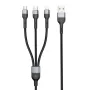 Кабел за данни DeTech DE-52UCL, 3 в 1, USB - 2хType-C, Lightning, 1.0m, Черен, снимка 2