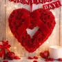 Висящо сърце с червени рози с глитер 30 см, снимка 1