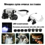 Професионална часовникарска увеличителна лупа за глава LED осветление лампа за бижутери часовникари, снимка 1