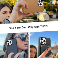Калъф TUCCH Wallet за iPhone 15 Pro с държач за магнитна карта от PU кожа със стойка, черен, снимка 4 - Калъфи, кейсове - 44975943