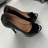 Дамски черни високи обувки на висок ток, 38 номер, снимка 3 - Дамски обувки на ток - 45567302