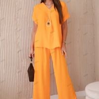 Дамски комплект с колие блуза + панталон, 3цвята , снимка 7 - Комплекти - 45556908