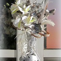 Ваза в сребро и бяла орхидея, снимка 4 - Вази - 45741351