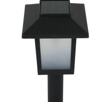LED слънчев фенер соларна лампа с пламък ефект пластмаса квадрат черен 25 см, снимка 3 - Соларни лампи - 45822796
