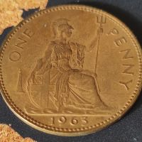 Монети Великобритания 1 пени, 1961 - 1967 година, снимка 5 - Нумизматика и бонистика - 43896293