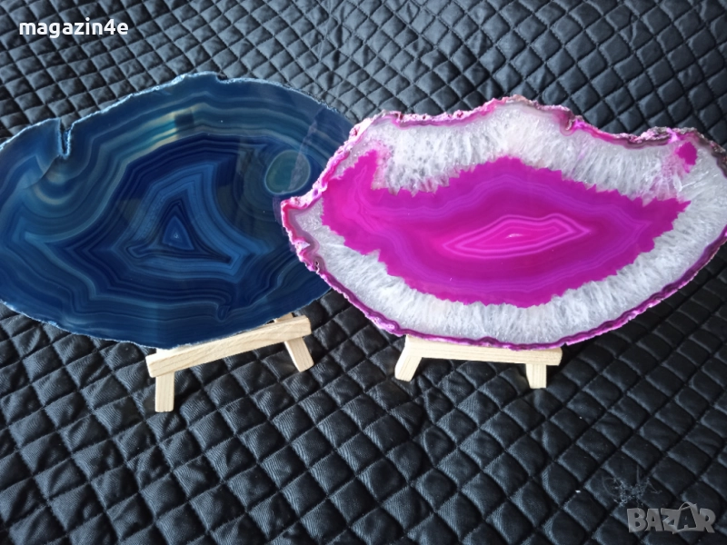 2 бр плочки от естествен ахат ,скъпоценен камък за хармония и дълголетие, Родопи,Родопис,, снимка 1