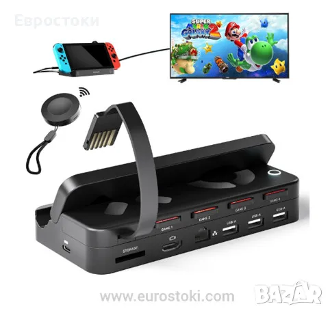 Alxum докинг станция за Nintendo Switch/Switch OLED, Switch Docking Station 11-в-1, с дистанционно , снимка 1