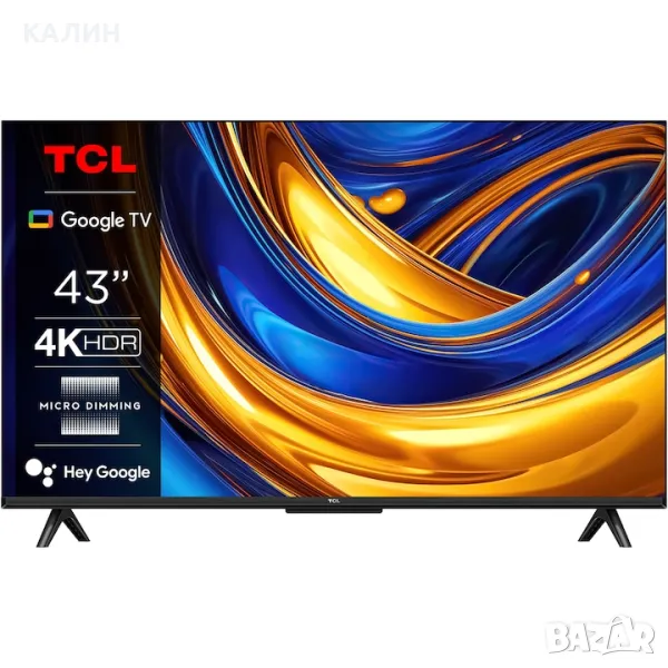 Продавам Телевизор TCL LED 43P655, 43" (108 см), Smart Google TV, 4K Ultra HD, Клас F (Модел 2024), снимка 1