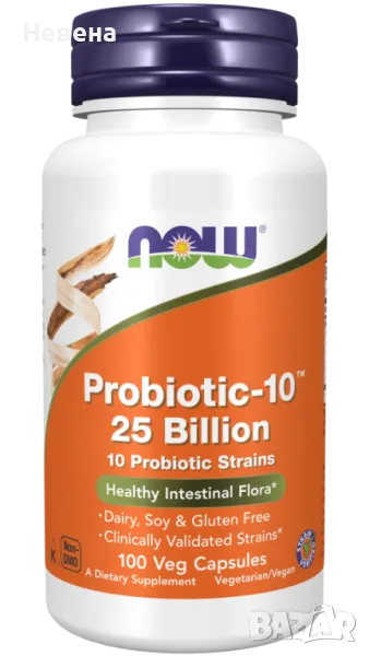 NOW Foods, Probiotic-10, 25 милиарда, 100 капсули на растителна основа, снимка 1