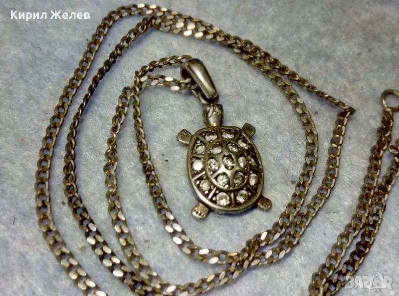 ФИГУРАЛЕН СКЪПОЦЕНЕН СРЕБЪРЕН МЕДАЛЬОН КОСТЕНУРКА СРЕБЪРНА ВЕРИЖКА КОЛИЕ РОДИРАНО СРЕБРО 925 47539, снимка 1