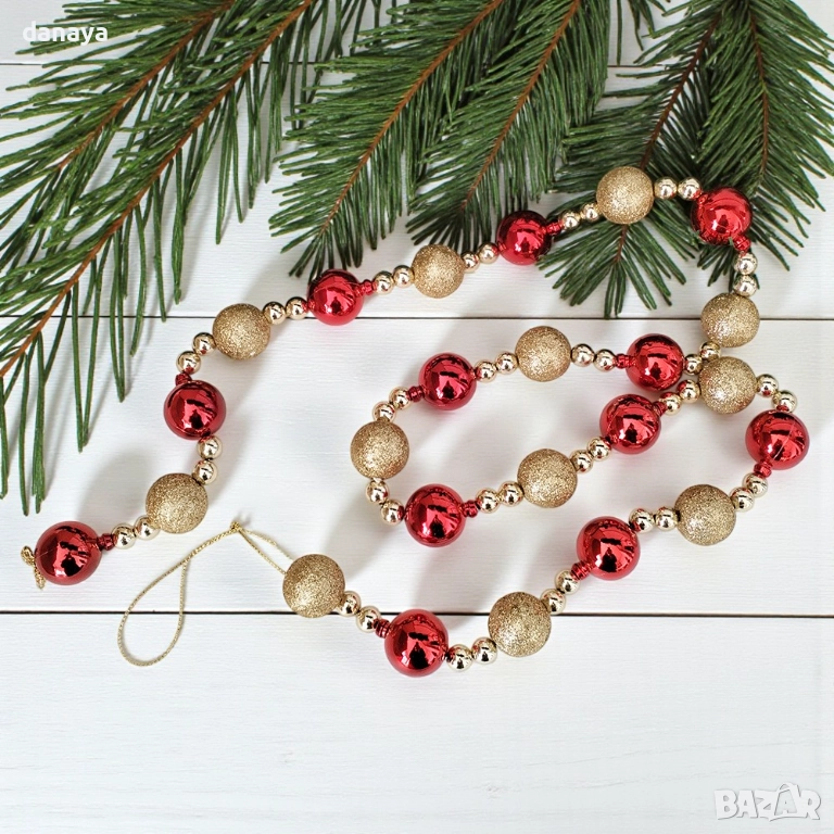 6171 Коледен гирлянд Топчици декоративна верижка за елха и декорация, 125 см, снимка 1