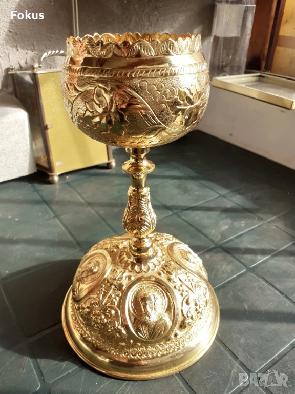 Бокал потир религиозна чаша позлата, снимка 1