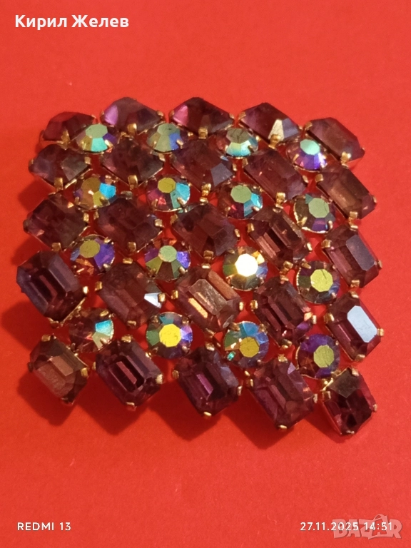 Кристална брошка АМЕТИСТ АРТ ДЕКО стил 31130, снимка 1