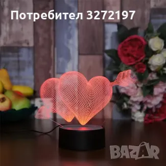 Холограмна 3D LED лампа Heart Arrow,RGB Седемцветен Интелигентен Контрол,USB, снимка 1