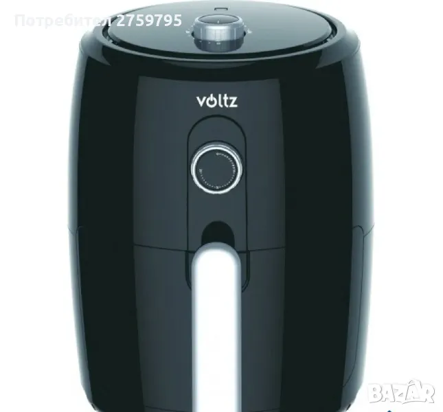ХИТ.Фритюрник AirFryer Voltz V51980L, 1000W, 2.0 литра, Горещ въздух, Таймер, до 200°C, Черен

., снимка 1