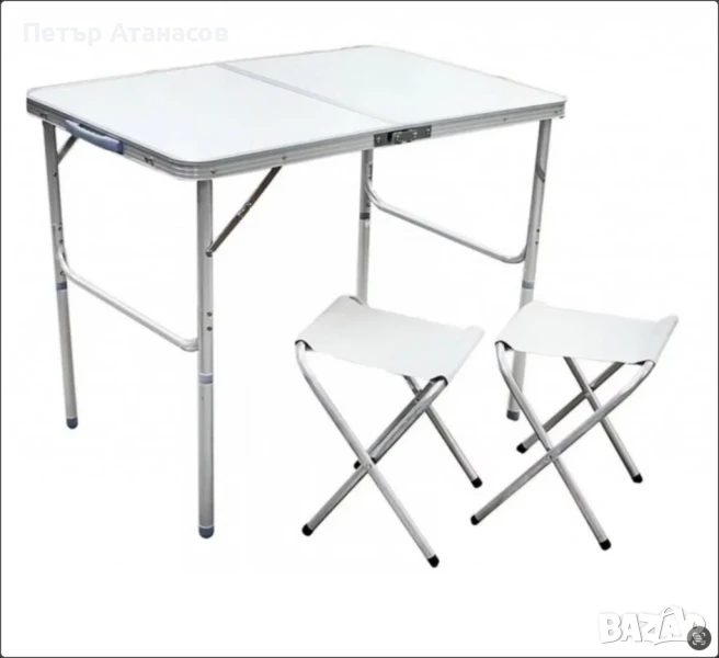 Алуминиева маса с два стола - ПРОМОЦИЯ, снимка 1
