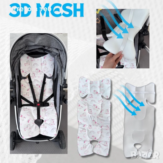 Постелка супер против изпотяване с 3д меш еднорог, снимка 1