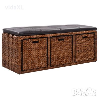 vidaXL Пейка с 3 кошници, морска трева, 105x40x42 см, кафява(SKU:246116, снимка 1
