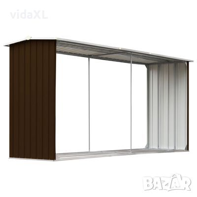 vidaXL Навес за дърва, поцинкована стомана, 330x92x153 см, кафяв(SKU:47087, снимка 1