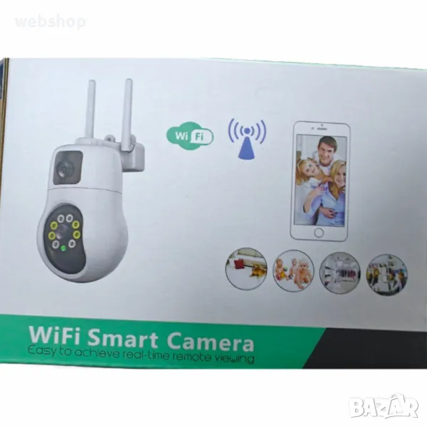 Смарт PTZ WiFi камера за външен монтаж 2x 3MP, ICSee, Бяла, снимка 1