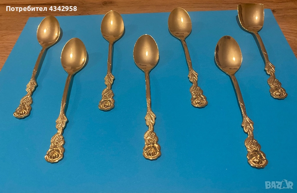 Винтидж.Позлатен ( 20 к) комплект за десерти. 1960 г. , снимка 1