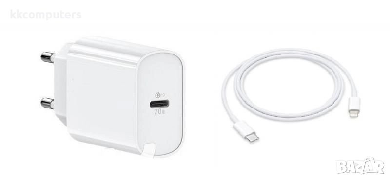 Зарядно/Адаптер 220V PD 20W + Lightning(iPhone) кабел / Dprui Q25 / Бял / Баркод : 456501, снимка 1