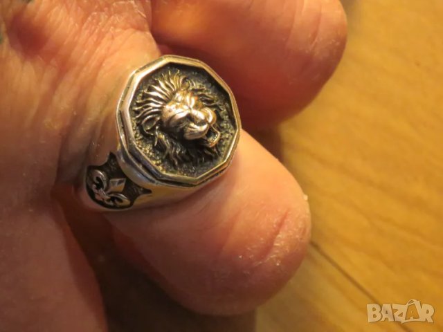 солиден сребърен мъжки пръстен с разярен  Лъв - заслужи уважение сребро, снимка 3 - Пръстени - 49535512