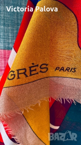 Колекционерски vintage шал GRÈS PARIS -рядък колекционерски екземпляр, снимка 5 - Шалове - 52043882