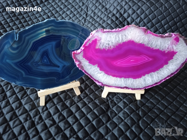 2 бр плочки от естествен ахат ,скъпоценен камък за хармония и дълголетие, Родопи,Родопис,