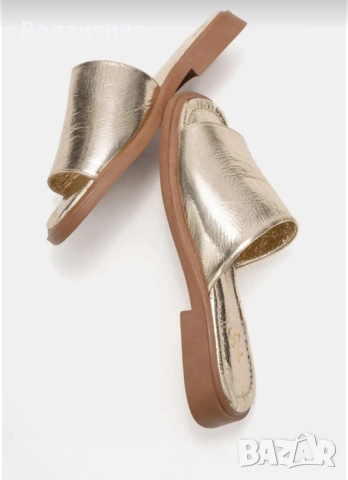 Чехли естествена кожа златни 36 номер , снимка 6 - Чехли - 54041220