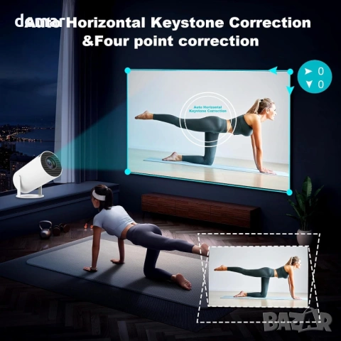 Мини проектор, интелигентен 4K 1080P проектор с WIFI 6 и Bluetooth, снимка 4 - Плейъри, домашно кино, прожектори - 54040404