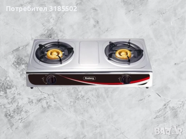 Котлон газов двоен Rosberg R51454AD, 30 mbar, Неръжд, стомана, Чугунени горелки, 2 ГОДИНИ ГАРАНЦИЯ, снимка 4 - Котлони - 51432490