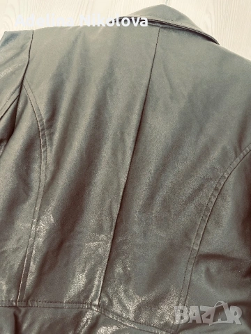 Кожено яке маслено зелен цвят, снимка 6 - Якета - 54136369