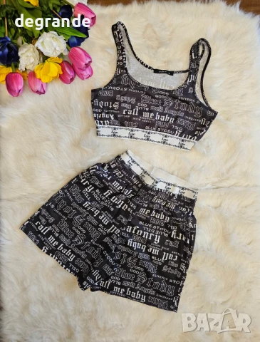 Дамски комплект от две части  в бяло и черно, снимка 4 - Комплекти - 51129018