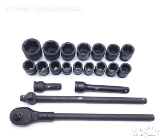 Комплект ударни вложки 3/4 с тресчотка - гедоре, снимка 3 - Гедорета - 50191099