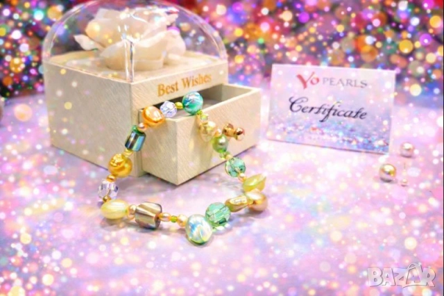 Гривна на ластик - розови перли със сертификат, снимка 4 - Гривни - 34601867