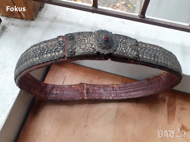 Стар автентичен възрожденски колан сребро сачан кованец, снимка 2 - Антикварни и старинни предмети - 53270001