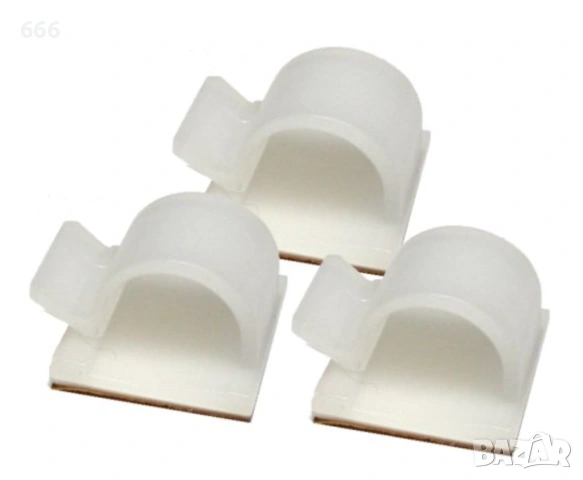 100 броя самозалепваща се кабелна скоба 2.6 см / 2.6 см / ф 15