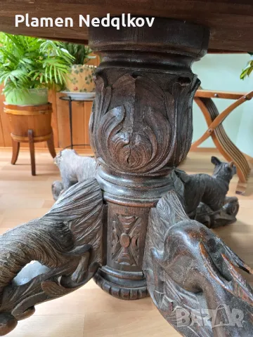 Стара маса масив с орнаменти., снимка 5 - Маси - 50309544