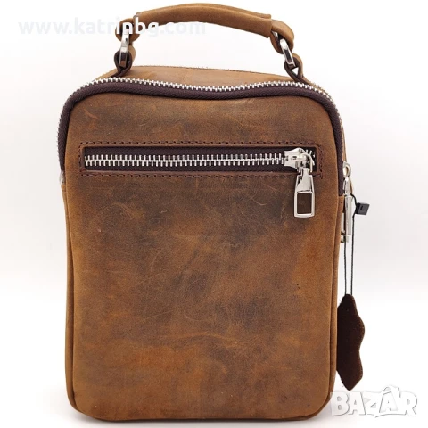 Мъжка чанта през рамо от кафява естествена кожа с интересен дизайн – високо качество Код на продукта, снимка 2 - Чанти - 51139631
