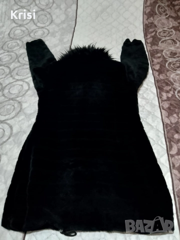 Дамско пухено яке с яка с косъм, снимка 4 - Якета - 52518364