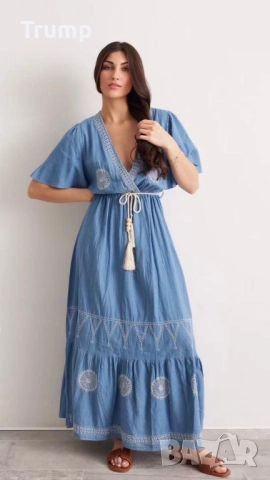 - 50%  Нежна памучна рокля с бродерия, колан