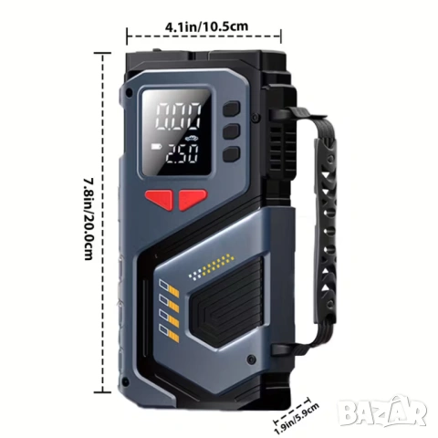 Комбиниран Jump Starter (бичѐ), Power Bank и 150 PSI компресор , снимка 2 - Аксесоари и консумативи - 53726035