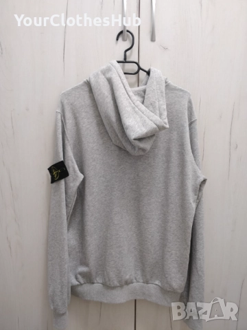 Stone Island L size Мъжки светлосив суитшърт с цип и качулка, снимка 7 - Спортни дрехи, екипи - 52925924