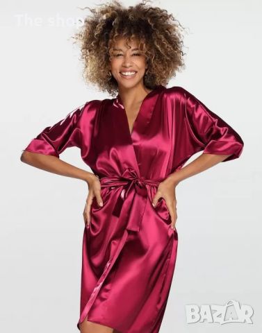 Сатенен дамски халат в цвят бордо Nable 100 DKaren (008), снимка 1 - Други - 45859034